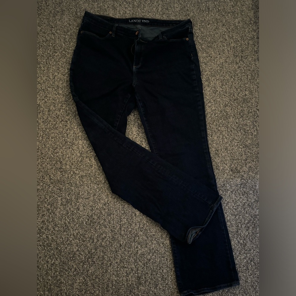 Dark wash lands end boot cut jeans